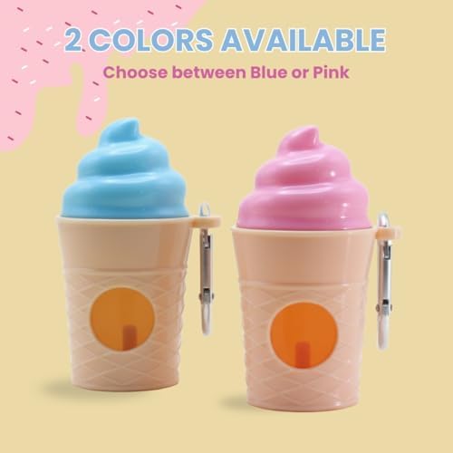 Ice Cream Dog Bag Dispenser | One Clip Doggie Poop Bag Holder | Bags Waste Container for Leash for Small Medium Large All Size Dogs | Cute and Fun Design | 15 Bags Included | Blue Color