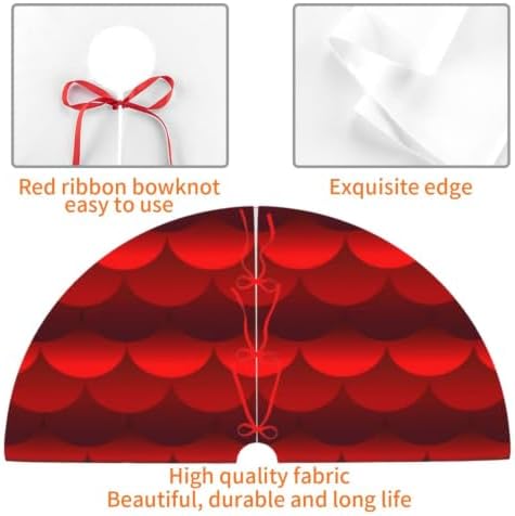 Christmas Tree Skirt, Soft Polyester Xmas Tree Skirts with Ribbon Ties, Rustic Farmhouse Holiday Party Decorations Hot Red Squama Mermaid Tail Marine Traditional Roof Sea Waves Asian Fish 36"