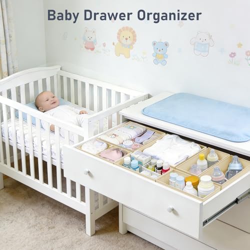DIMJ Drawer Organizer Clothes - 28 Pack Baby Dresser Organizer for Nursery Closet Organization, Fabric Drawer Organizer Bins for Underwears Socks Bras, Foldable Storage Dividers for Bedroom