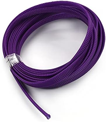 Bettomshin 1Pc 16.4Ft(5m) Cable Management Sleeve, 3/8"(10mm) Width PET Purple Cord Protector, Wire Loom Tube Insulated Split Sleeving for USB Cable Power Cord Organizer Video Cable Hider
