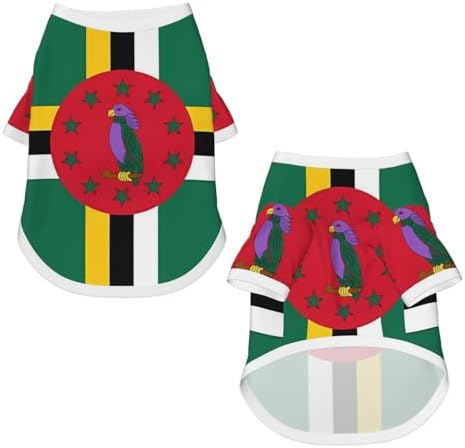 Dominica Flag Dog Shirt Pet Cotton T-Shirt Breathable Dog Clothes