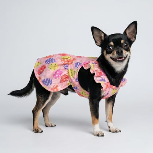 Fitwarm Easter Egg Dog Dress, Holiday Dog Clothes for Small Dogs Girl, Pet Easter Outfit, Pink, Yellow, Purple, Small