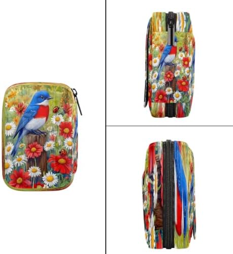Pill Organizer Box Bird Spring Flowers 7-Day Weekly Medicine Pill Case Travel Pill Container Portable Pill Holder Storage Purse Bag Small Compact Size for Vitamin Supplement Birth Control