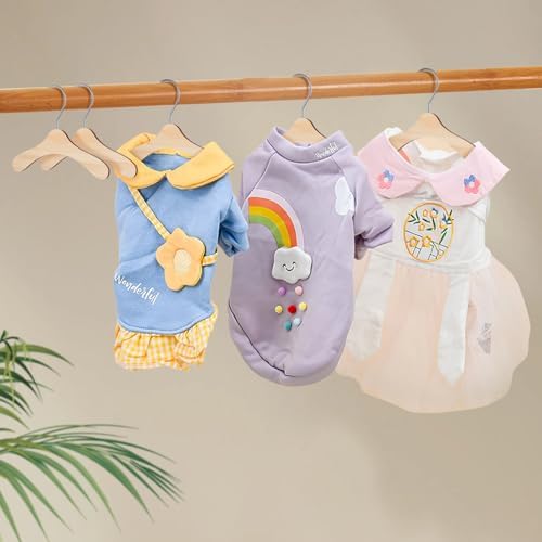 10pcs Wooden Pet Clothes Rack Dog Apparel Hangers for Home Use Easy to Store Non-Slip Design for Hanging Dog and Cat Clothing Great for Pet Owners