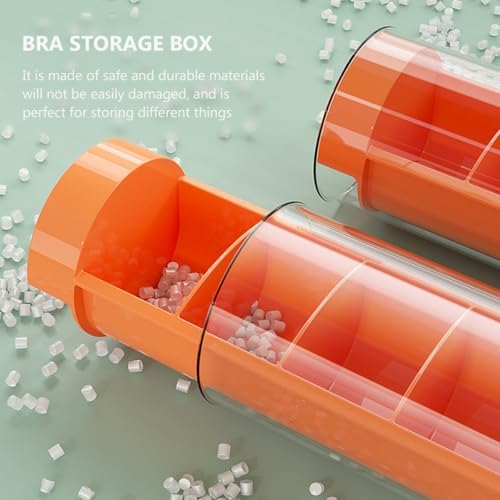 Underwear Drawer Organizer Box with Lid, Multi Grid Pet PP Orange