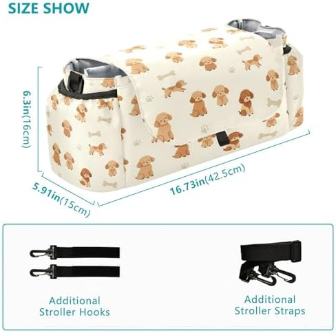 double stroller accessories Poodledogs Dog Puppy White Animal Pet diaper caddy with travel wipes pouching
