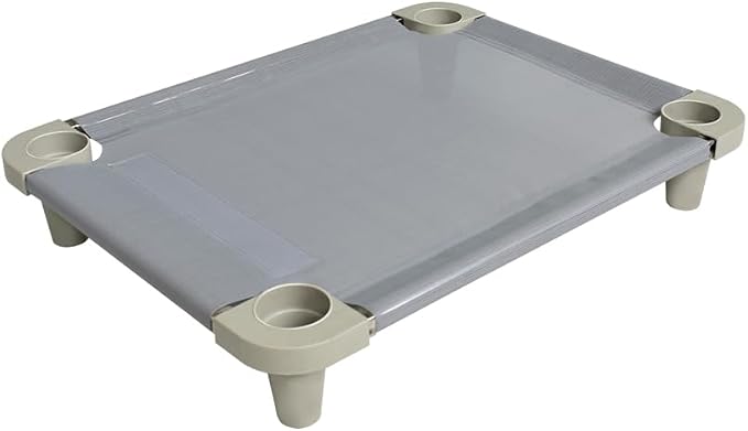 Acrimet Cooling Elevated Pet Dog Bed Cot for Small Dogs, Washable and Breathable Mesh Fabric, Stainless Steel Frame, Indoor & Outdoor Use, (Size: 26”x 20”) (Gray Color) (1 Unit)