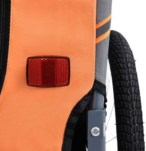 Pet Bike Trailer for Dogs with Suspension, Foldable Dog Bicycle Trailer with Mesh Windows, Safety Joint, Reflectors and Rain Cover, Orange and Gray