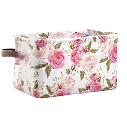 SEULIFE Floral Flower Rose Pink Foldable Storage Basket, Large Collapsible Organizer Storage Bin Cube Toys Storage Boxes with Handles for Bathroom Kids Nursery Closet Storage, 2 Pack