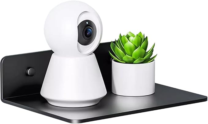 Punch-Free Wall Mount Baby Monitor Holder with Cable Hole Floating Wall Rack Bluetooth Wall Shelf Video Camera Shelf Wall Storage Shelf for Home Wall Decoration L