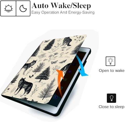 for Microsoft Surface Go 4/3/2/1-10.5" 2021 Tablet Case,Auto Wake/Sleep,Adjustable Stand Protective Cover - Wolf Pattern