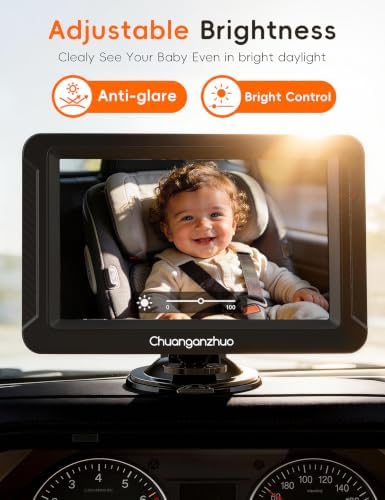 S100C Baby Camera for Car USB Powered, Crystal Clear Auto IR Night Vision in Total Dark, Adjust Brightness & 1080P 5" IPS Monitor, 3X Zoom & 360° Rotating Backseat/Carseat Camera for Baby in Car
