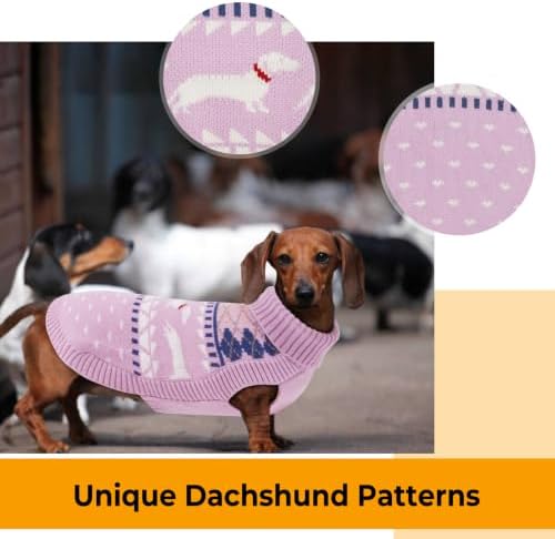 Lelepet Dachshund Sweater Turtleneck Dog Sweaters for Small Dogs (XS-XL) | Pullover Knitted Dog Coat,Cold Weather Dachshund Clothes, Fall/Winter Cozy Outfit for Wiener Dogs,Stretchy Knitwear,M,Purple