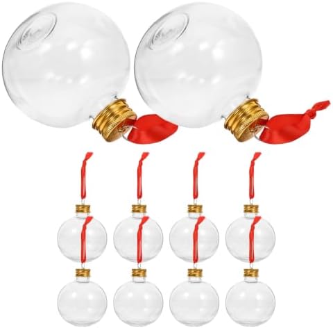 10pcs Golden Bulb-shaped Christmas Candy Bottles with Spill Proof Lid, Decorative Pet round Drink Containers for Holiday Party Favors and Festive Event Decorations