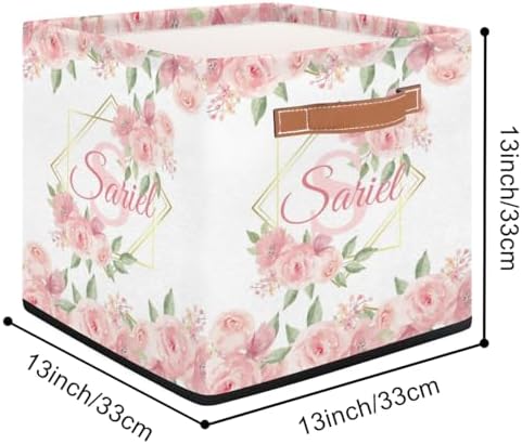 Personalized Storage-Bins with Handles Flower Storage-Baskets for Organizing Collapsible Toys-Storage-Box for Girls-Gifts