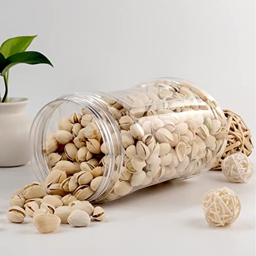 Lyellfe 4 Pack Clear Plastic Jars, Half Gallon Wide Mouth Storage Container | Leak-proof Empty Plastic Jar for Flour, Dry Goods, Cookies, Candy, Airtight Food Storage, BPA Free