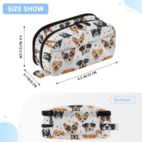 SUABO Pet Dog Pencil Case Large Pen Stationery Bag | Pencil Pouch Stationery Organizer with Compartments, Transparent PVC Layer, School Office Supplies for Kids Adults