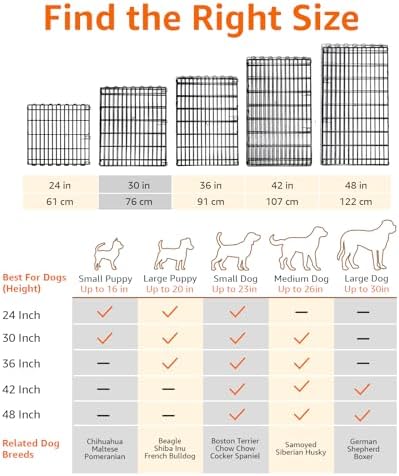 Amazon Basics Foldable Octagonal Metal Exercise Dog Playpen - Indoor/Ou, , Blacktdoor, No Door, Small (8 Panels, 24 x 30), Easy to assemble, store, and customize, 30" - Small, Black