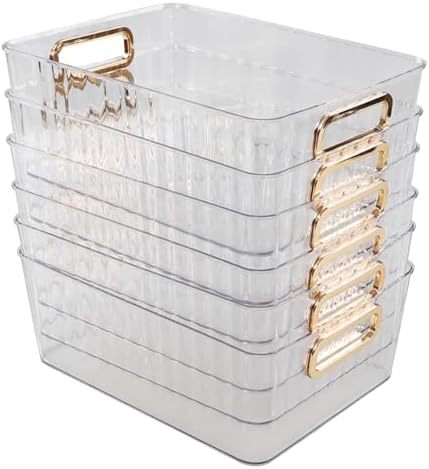 Idotry 6-Pack Clear Pantry Storage Bins, Plastic Organizer Bins