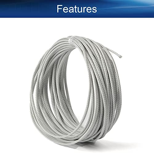 Bettomshin 1Pc 32.8Ft(10m) Cable Management Sleeve, 1/8"(3mm) Width PET Grey Cord Protector, Wire Loom Tube Insulated Split Sleeving for USB Cable Power Cord Organizer Video Cable Hider