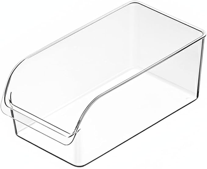 Clear PET Refrigerator Storage Bins - Stackable Produce Organizer for Fridge Drawers & Shelves, Durable Food Container (1 Pack)