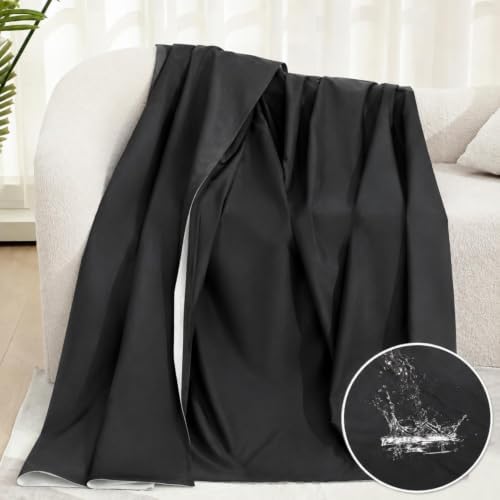 Tisancy Waterproof Blanket Queen Size, Black TPU Polyester 78'' x 100'' Water Proof and Stain Resistant Mattress Protector Mat for Bed, Leakproof Protective Pet Mat