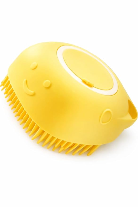 2-in-1 Pet Bath Brush with Shampoo Dispenser – Soft Silicone Grooming Brush for Dogs & Cats – Assorted Colors (Random Color Sent)