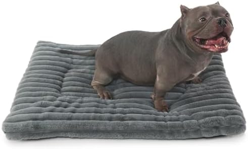 Dog Beds Crate Pad for Medium to Large Dogs Ultra Soft Dog Mat for Crate or Cage 36 Inch Washable and Anti-Slip Fluffy Flat Kennel Pad for Pets Cozy Sleeping Mattress Cushion,35" x 23",Grey