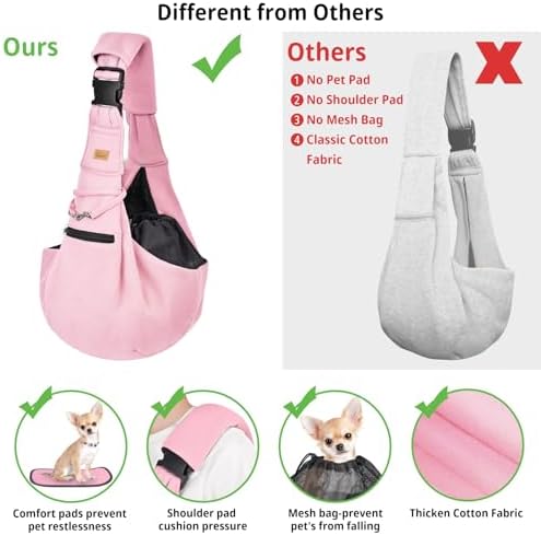 CUBY Dog and Cat Sling Carrier - Hands Free Reversible Pet Papoose Bag - Soft Pouch and Tote Design - Suitable for Puppy, Small Dogs Cats Outdoor