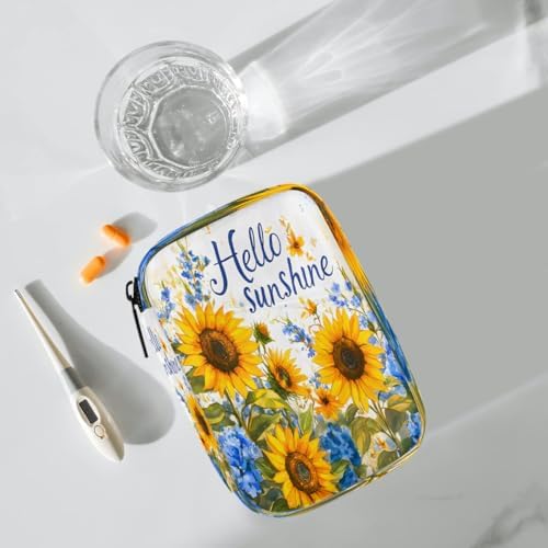 Pill Organizer Box Flowers Sunflower Spring 7-Day Weekly Medicine Pill Case Travel Pill Container Portable Pill Holder Storage Purse Bag Small Compact Size for Vitamin Supplement Birth Control