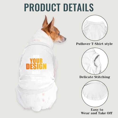 Custom Dog Shirt,Personalized Pet Vest Apparel with Name Text Photo Image,Lightweight Breathable PuppysKitten Variousize,White