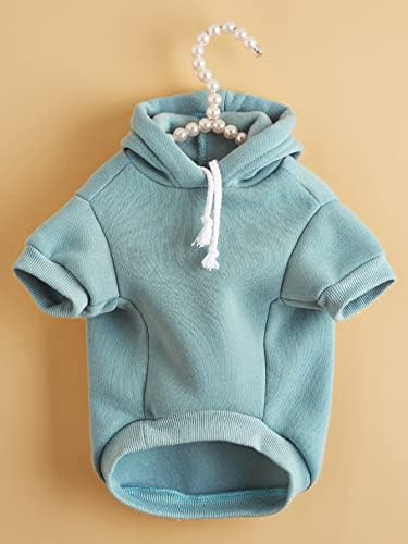 QWINEE Basic Dog Hoodie Sweatshirt Puppy Sweater Warm Cat Costumes Pet Clothes for Chihuahua Puppy Kitten Small Medium Dogs Cadet Blue X-Small