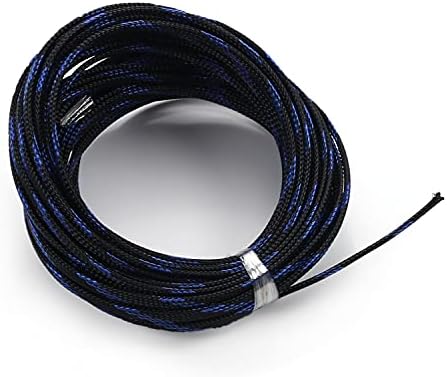 Jutagoss PET Expandable Braided Cable Sleeve, 32.8ft - 1/4 inch Black Blue Cable Management Sleeve, Wire Loom Tube Cord Protector for USB Cable, Power Cord, Audio Video and More, 1Pc
