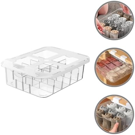 Multi-grid Sock Organizer Drawer with Lid for Bras and Underwear, Pet Material Closet Drawer Organizer for Home Storage, Dustproof and Stable Design for Tidy and Clean Wardrobe