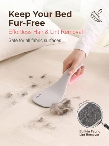 2-in-1 Bed Sheet Tucker Tool & Fabric Lint Remover, ABS Flannel Labor-Saving Bedding Organizer for Household Housewives Hotel Daily Bed Arrangement & Fabric Cleaning（Gray
