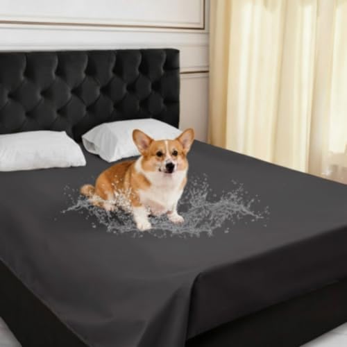 Tisancy Lightweight Waterproof Blanket Queen Size, 78" x 82" Thin Summer Bed Protector Sheet with TPU Layer, Washable Stain Resistant Mattress Cover for Bed, Sofa and Pet Use, Black