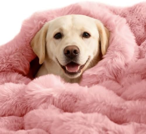 SOMAHE Dog Blanket for Couch Bed, Soft Faux Fur, Large 39x31 Soft Pink