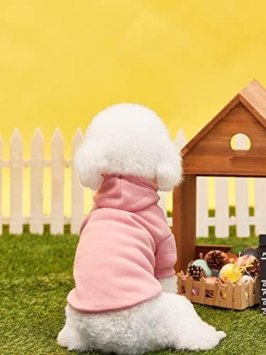 QWINEE Basic Dog Hoodie Sweatshirt Puppy Sweater Warm Cat Costumes Pet Clothes for Chihuahua Puppy Kitten Small Medium Dogs Light Pink Medium