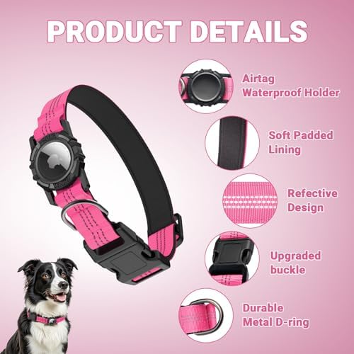 AirTag Dog Collar, IP68 Waterproof Integrated Air Tag Dog Collars