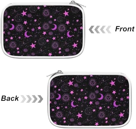 Cute Large Pencil Bag With Zipper Fashion Design Organizer For All Pens Space Galaxy Constellation Sun Moon Stars Pattern