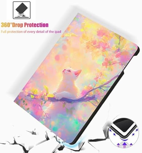 for Microsoft Surface Pro X/Pro X Plus-13 2019/2020/2021/2024 Tablet Case,Auto Wake/Sleep,Adjustable Stand Protective Cover - Cherry Blossom Cat
