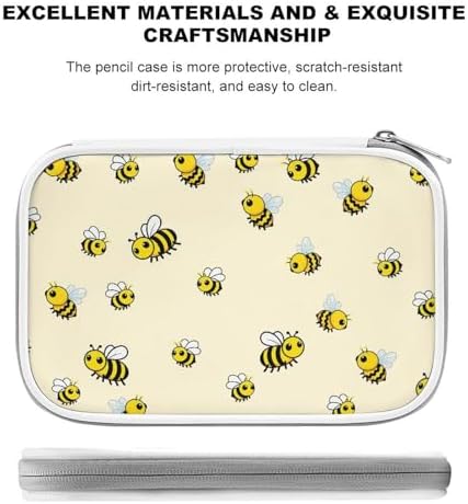 Cute Large Pencil Bag With Zipper Fashion Design Organizer For All Pens Cute Bee Pattern