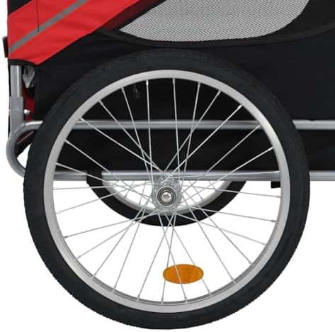 Dog Bike Trailer for Medium Dogs, Pet Bicycle Cargo Carrier with Steel Frame, Waterproof Oxford Fabric, Foldable Design, Dual Entry, Reflectors, Red and Black