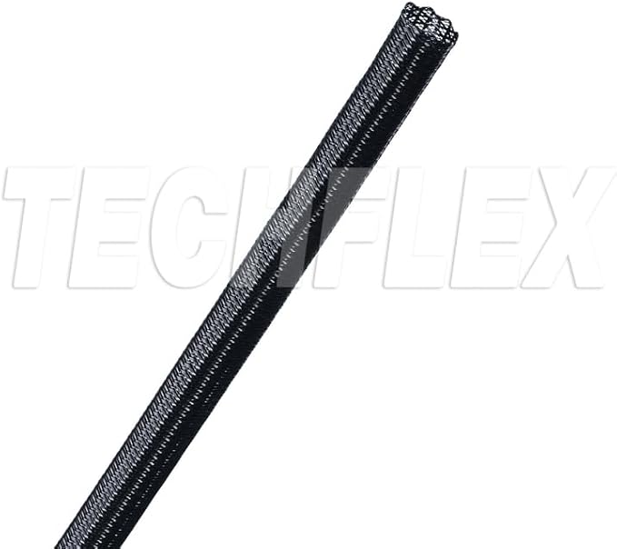 Techflex F360 Full 360 Degree Enclosed Semi-Regid Braided Sleeving Flexible Conduit - 1/2" - 150 Feet - Black