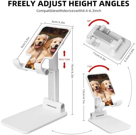 360 Rotating Cell Phone Stand, Fully Adjustable Foldable Desktop Phone Holder Cradle Dock, Golden Retriever dogs puppies pets Mobile Phone Kickstand for Desk, Office, Tablet Stand, Thick Case Friendly