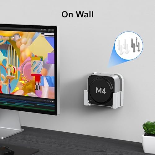VESA Mount for Mac mini M4 with Storage Baskets – Wall & Monitor Mounting Bracket, Anti-Scratch & Non-Slip Design, Full Port Access, Compatible with VESA 75x75mm & 100x100mm, Not for M1/M2