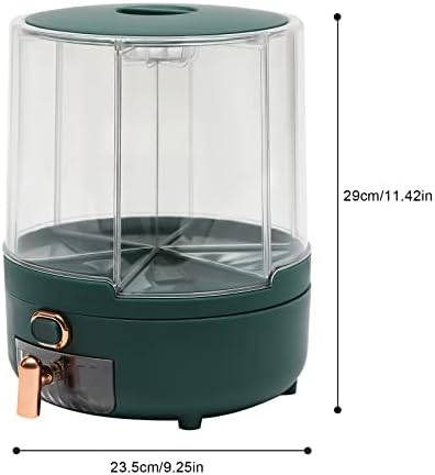360° Rotating 6 Grid Rice & Cereal Dispenser, Dry Grain Storage Organizer | Rice Storage Container with Independent Drawer and Lid, Dry Food Dispenser for Store Rice&Various Beans, 14.33lbs Capacity