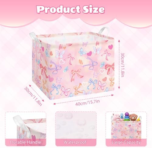 Collapsible Storage Basket Collapsible Fabric Laundry Basket with Handles | Spacious 15.7"×11.8"×11.8" size Folding Design Easy to Store Sturdy Fabric with Reinforced Handle Easy to Clean