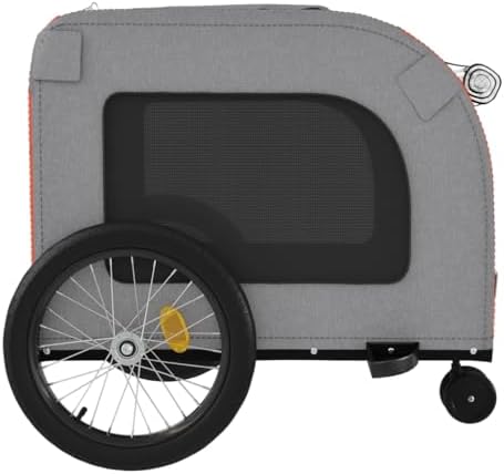 Pet Bike Trailer for Small Dogs, Foldable Bicycle Cargo Trailer with Quick-Release Wheels and Safety Flag, Orange and Gray
