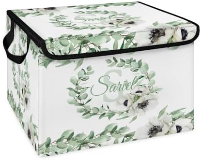 Leaf Storage Bin with Lid Personalized Storage Baskets for Organizing Foldable Closet Organizers with Handles,Cute Basket for Boys Girls for Clothes Blanket Pet Dog Toy Basket Storage (1 Pack)
